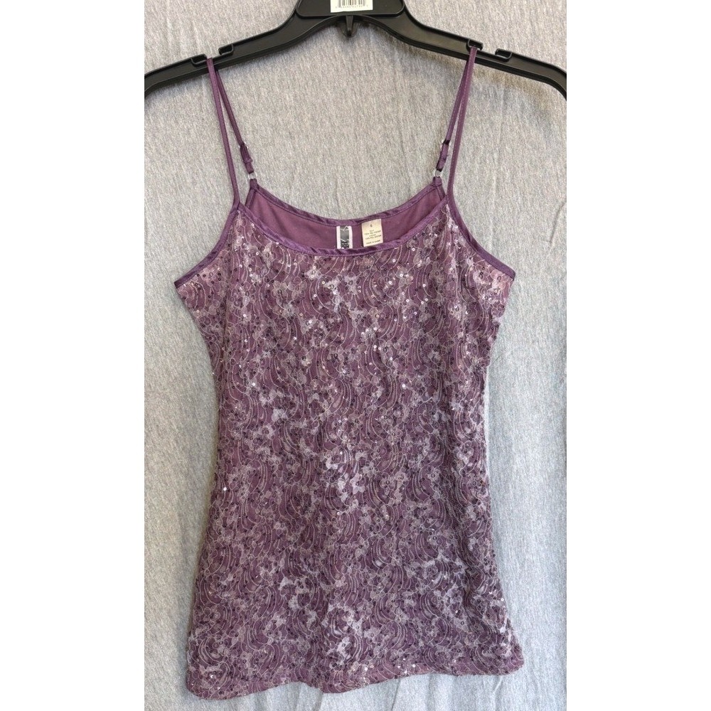Y2K BKE Lace Fairycore Whimsigoth Glam Cami Purple Sequin Coquette Party Small